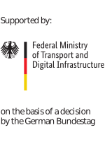 Logo of the BMVI reading: Supported by Federal Ministry of Transport and Digital Infrastructure.